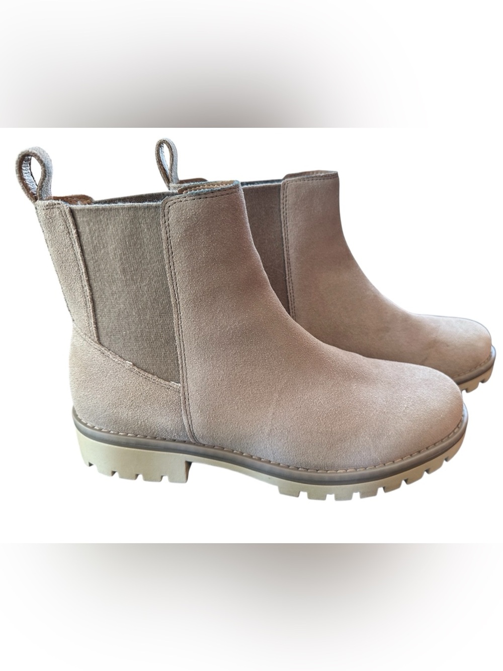 Crown Vintage Taupe Suede Chelsea Lug-Soled Ankle Boots